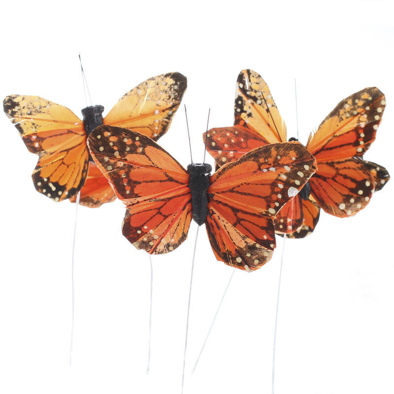 Group of 24 Realistic 3″ Artificial Monarch Butterflies with Attached Wire