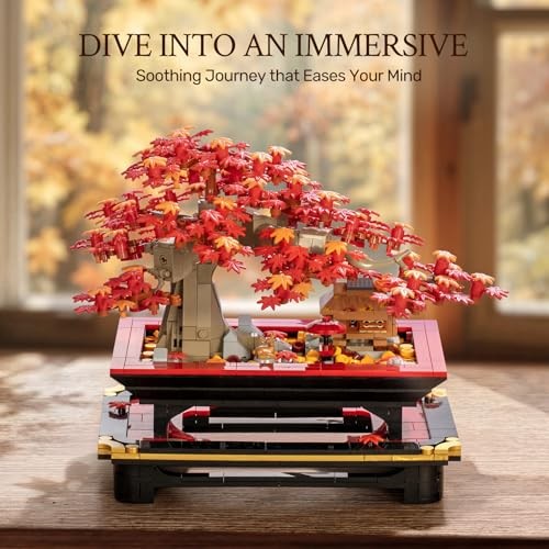 Wise Block Japanese Red Maple Bonsai Tree Building Toy Set for Adults – 900