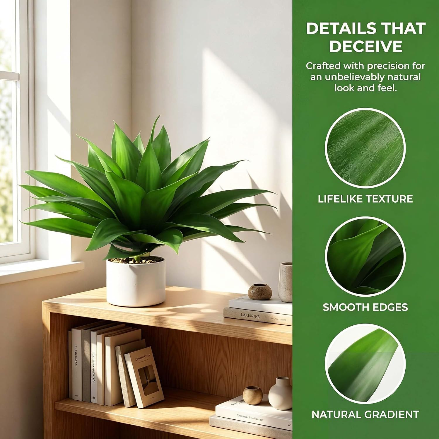 Artificial Agave Plants-Set of 2 Large Fake Agave for Outdoors,28Inch