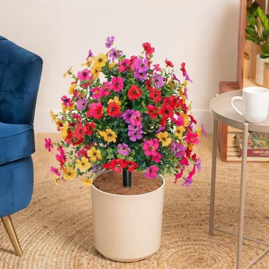 Artificial Violet Flowers with Ground Spike Fake Plants Garden Patio Yard Decor