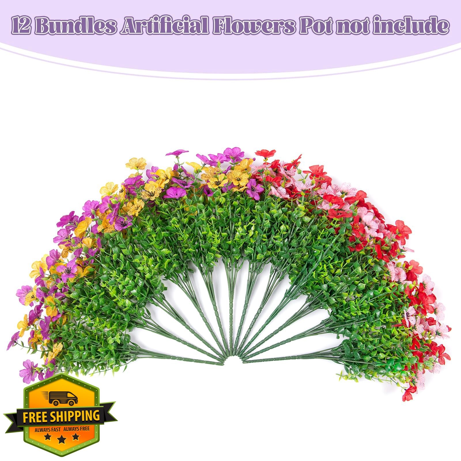 12pk INXUGAO Artificial Flowers Outdoor Daisy UV Resistant