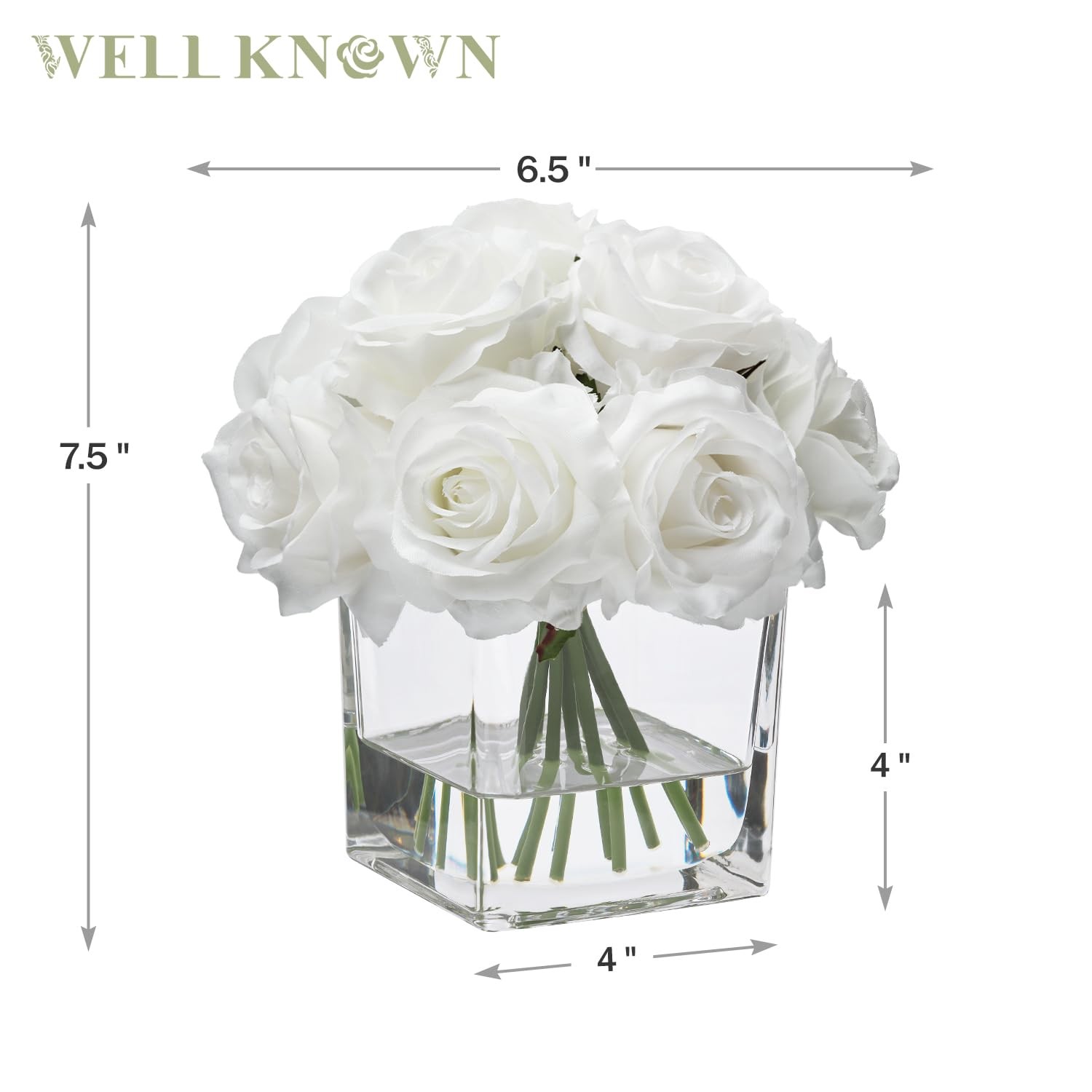Ivory White Silk Rose Artificial Flowers In Vase Table Centerpiece Decor
