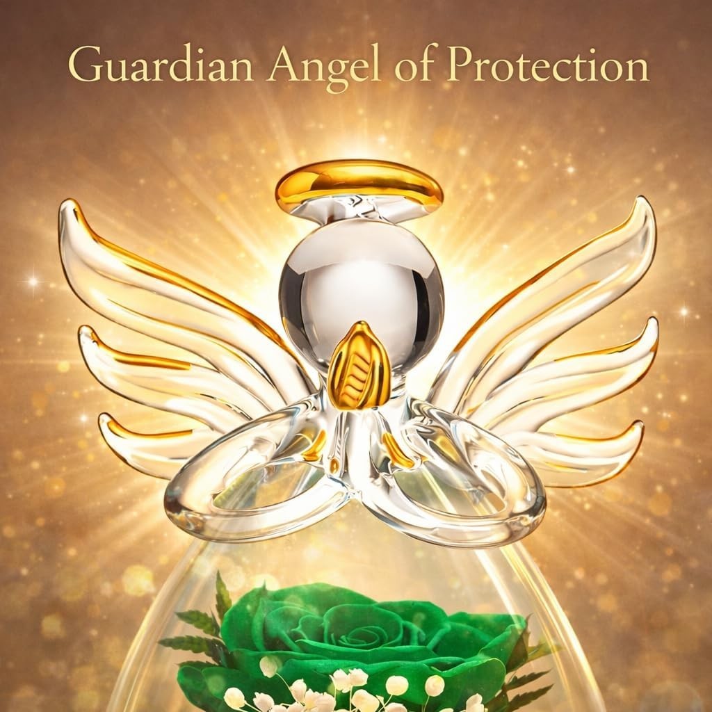 Unique Glass Angel with Preserved Rose – Perfect Birthday Gift for Women