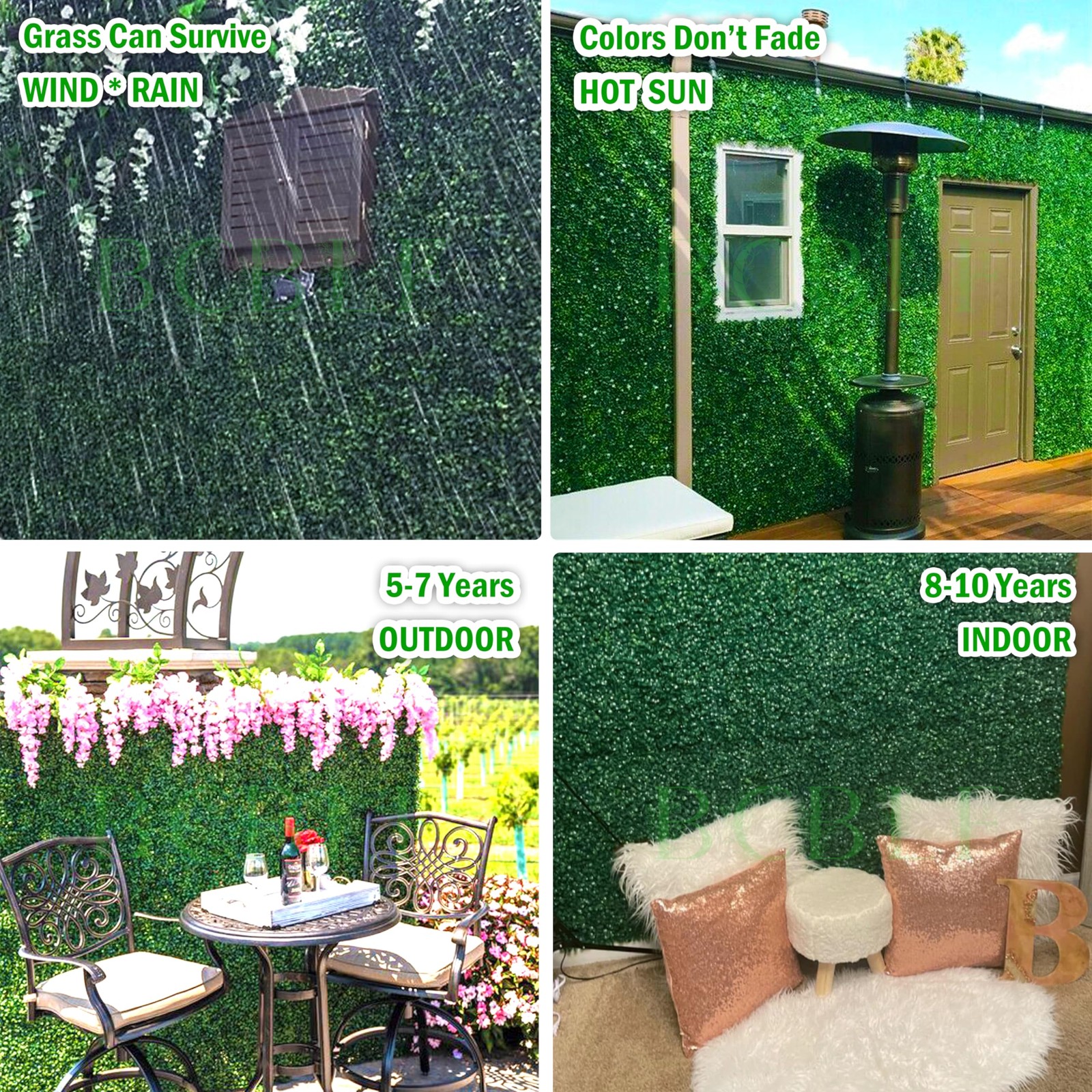 BCBLF 12pc 20×20 Green Boxwood Grass Wall Panels