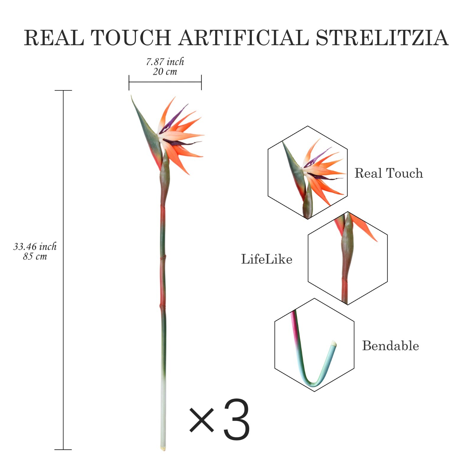 12-Stem Artificial Flower Set ?Bird of Paradise,Bird?s Nest Fern and Delphinium
