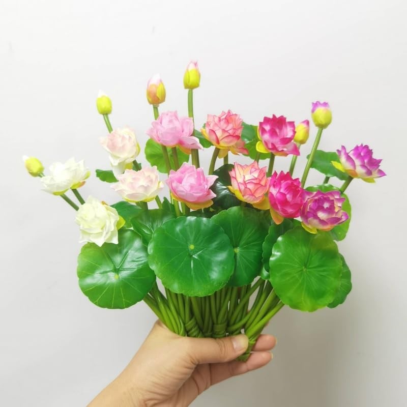 6 Pcs Water Lily Artificial Flower,10″ Silk Plants Floating Flowers,Plastic F…