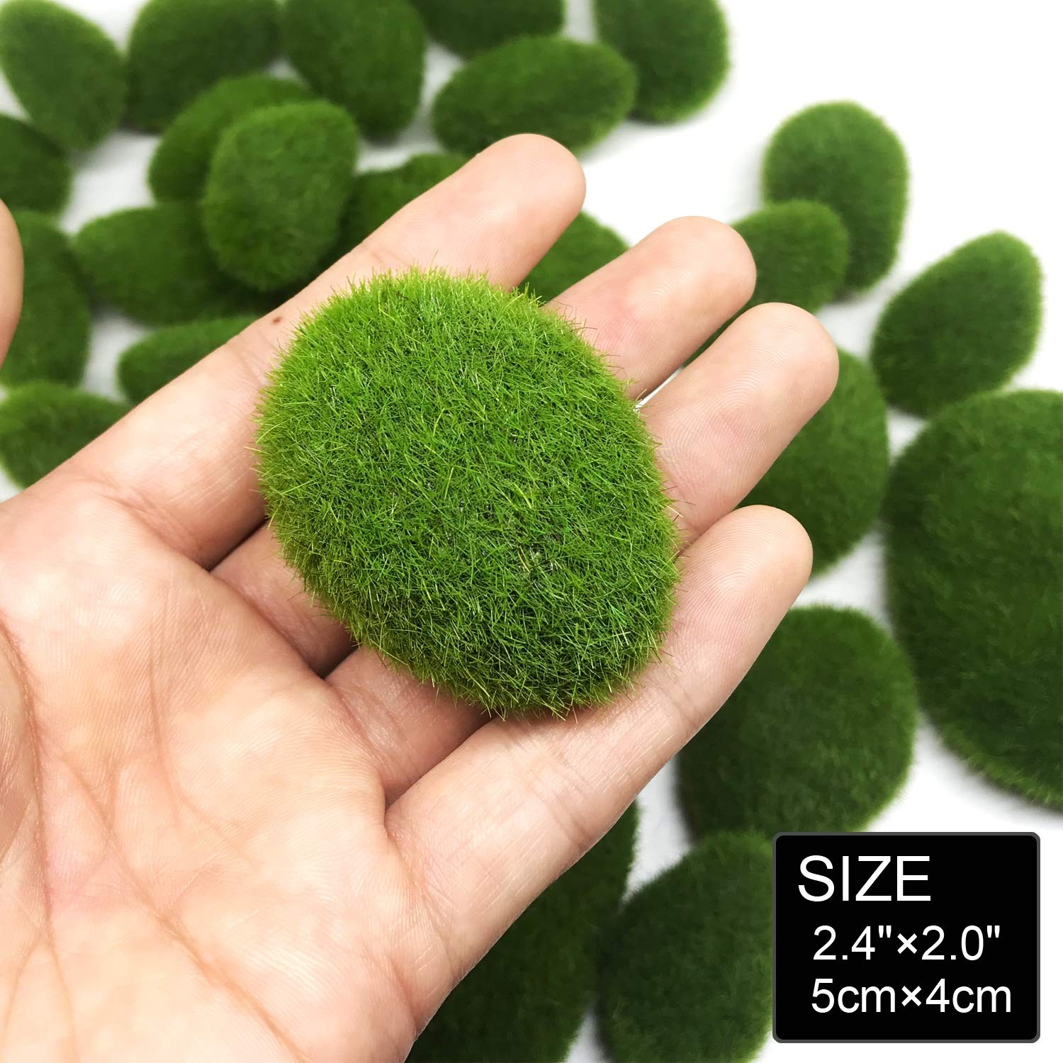 24 PCS Artificial Moss Rocks Decorative Fake Succulent Set Floral Decor