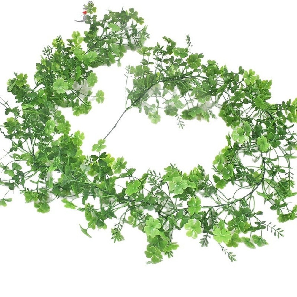 180cm Clover Wreath Green Artificial Rattan Shamrock Decor for Home Event