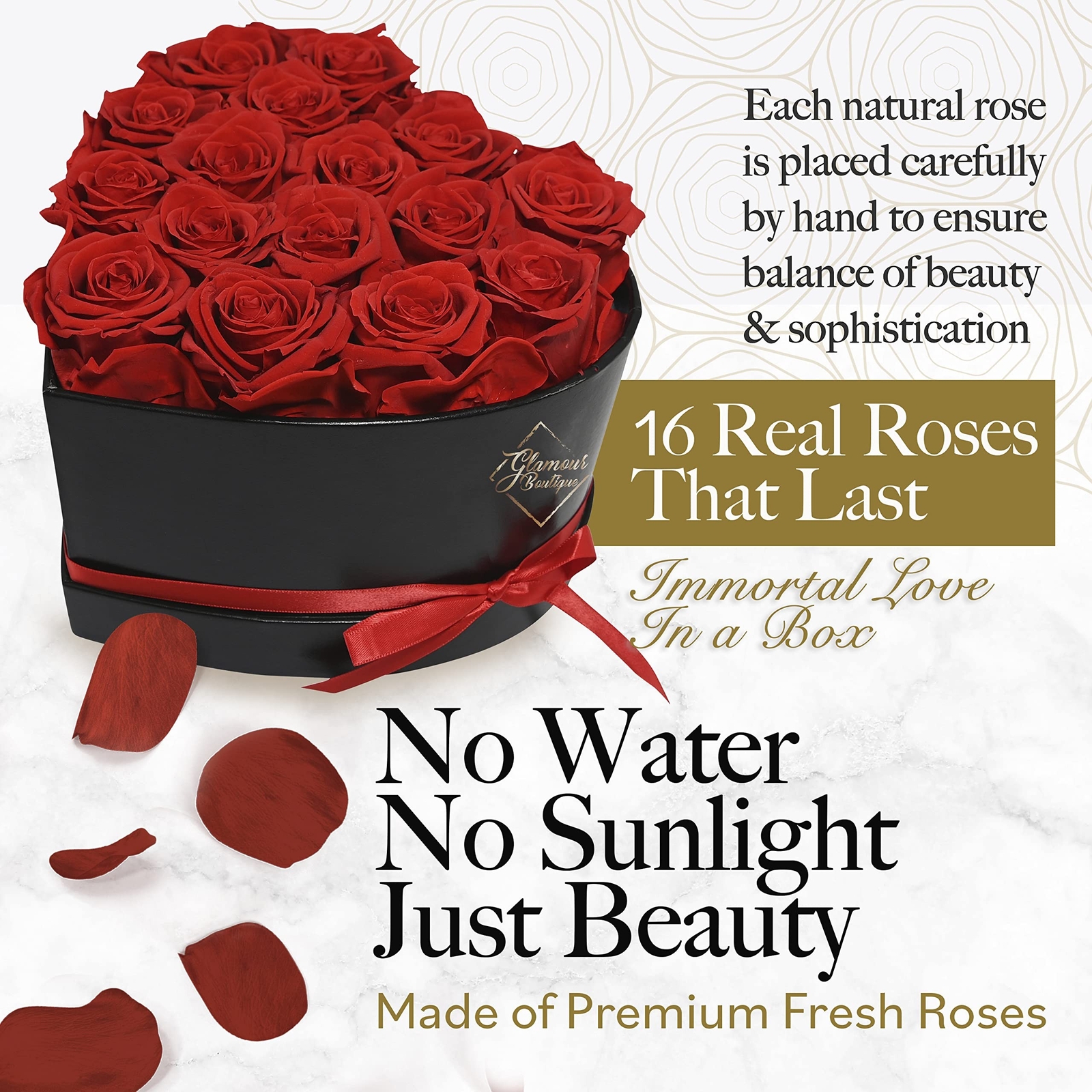 16 Flower Forever Heart Shape Box – Preserved Roses, Immortal Roses Gift for …