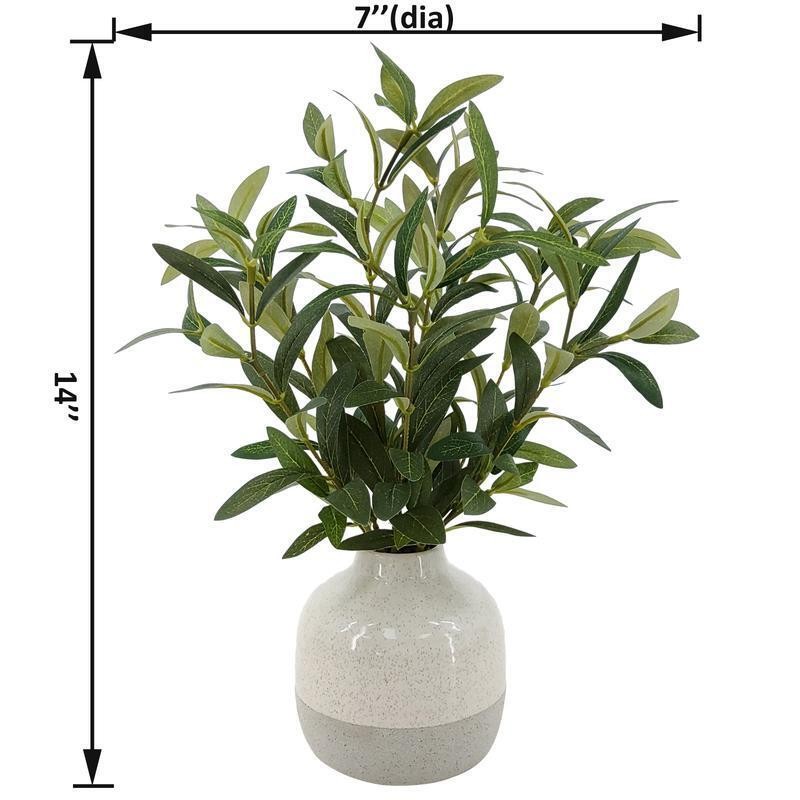 Artificial Olive Plant ＆ 2-Tone Ceramic Vase Indoor Decor Home Office Dorm New