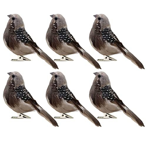 6pcs Artificial Simulation Foam Bird Sparrow Spotted Feather Birdl006