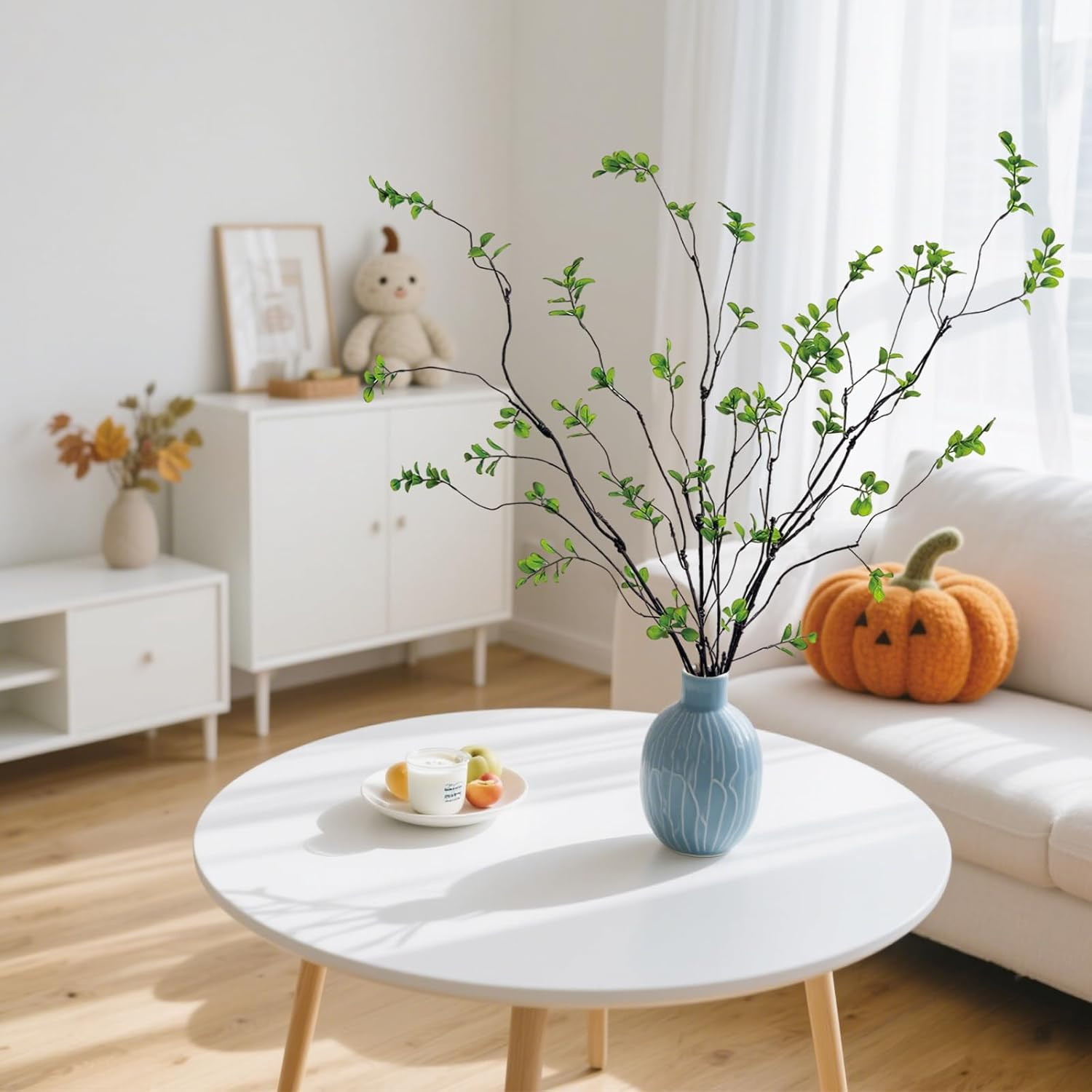 4 Pcs Artificial Ficus Branches Faux Eucalyptus Stems, 47.2 Inch Fake Greenery S