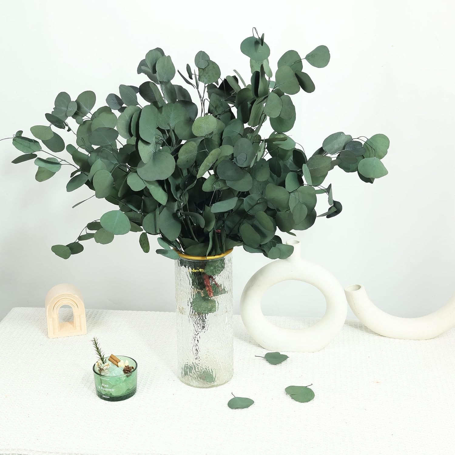 30 Pcs Real Dried Eucalyptus Stems, 17″ Preserved Fresh Eucalyptus Silver Dollar