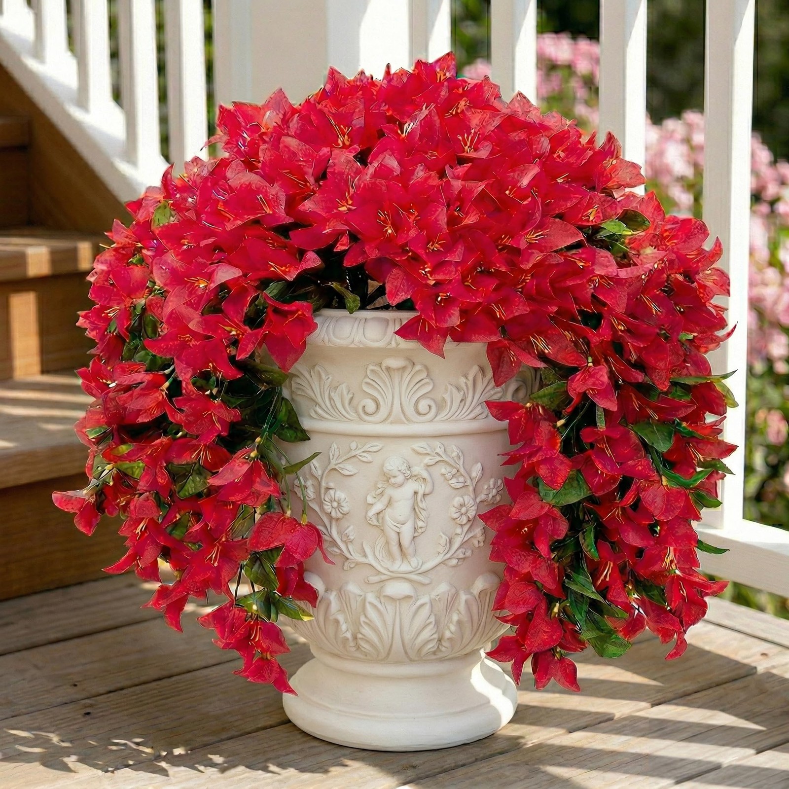 Artificial Flowers for Outdoors Fake Red Bougainvillea Hanging Flower Decorat…