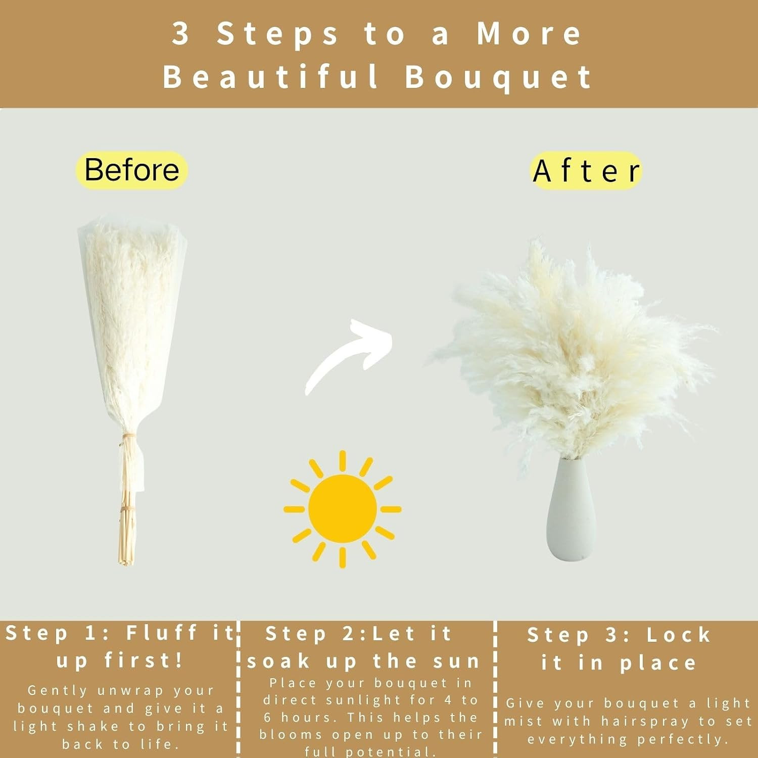 17Inch White Dried Pampas Grass 30 Stems – Pure Elegant Boho Decor for Wedding C