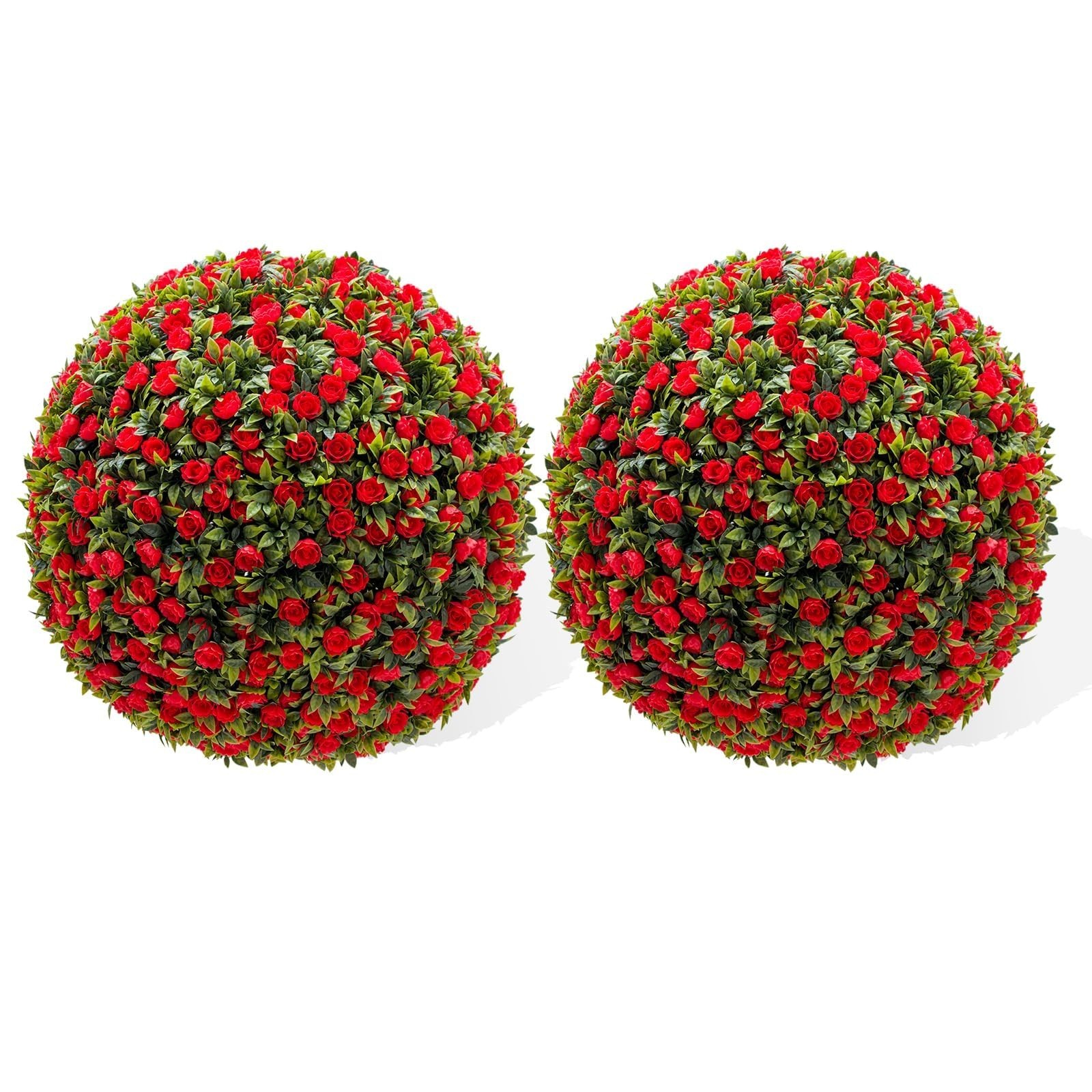 22in Artificial Boxwood Topiary Ball for Outdoors 2Pcs Plant Tree&Hanging Chains