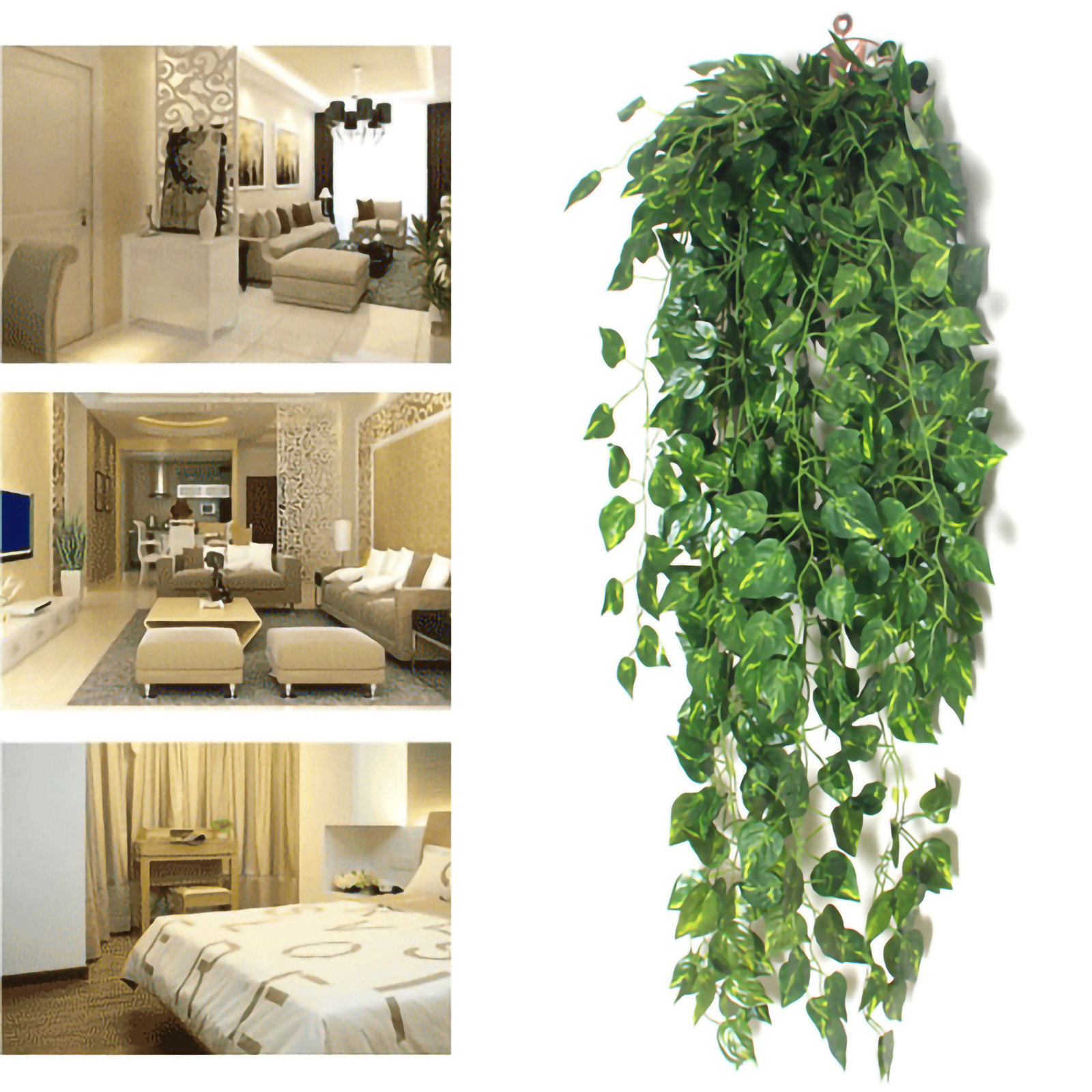 2pcs Hanging Plant Silk Artificial Ivy Vine Garland Fake Home Garden Decor