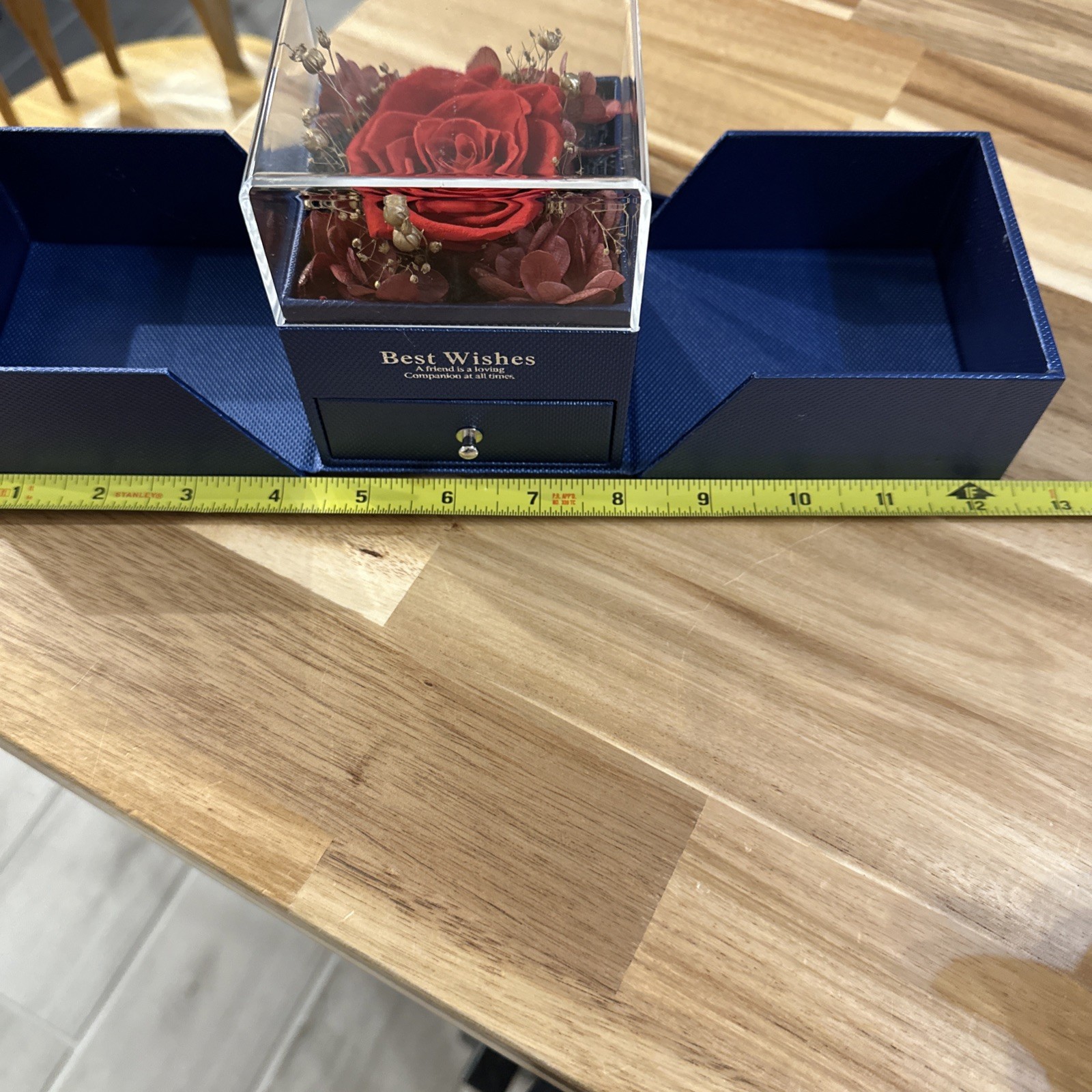 Preserved Eternal Real Red Rose Flower Gift Box With Jewelry Box Best Wishes