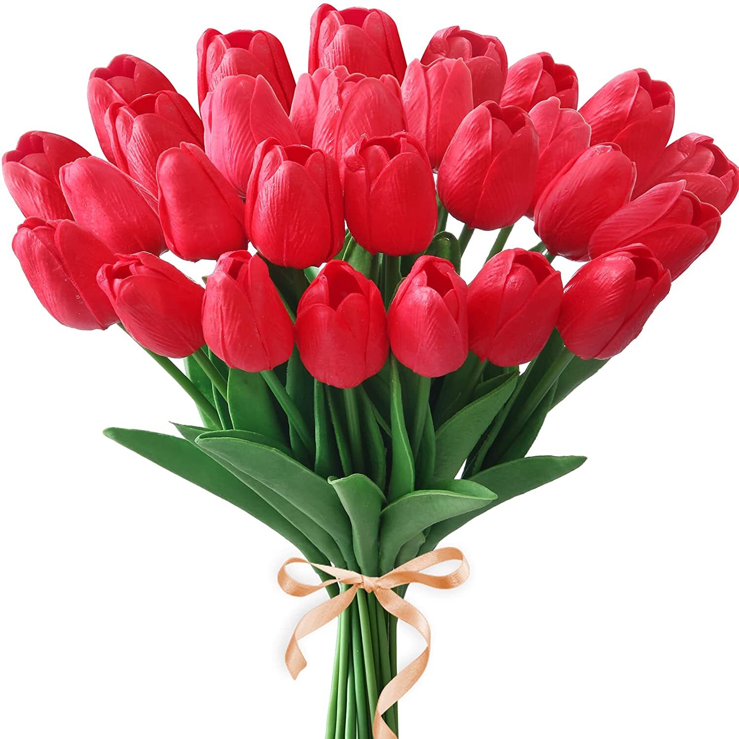 20 × Red Artificial Tulip Fake Flowers Real Touch Lifelike Wedding Home Decor US