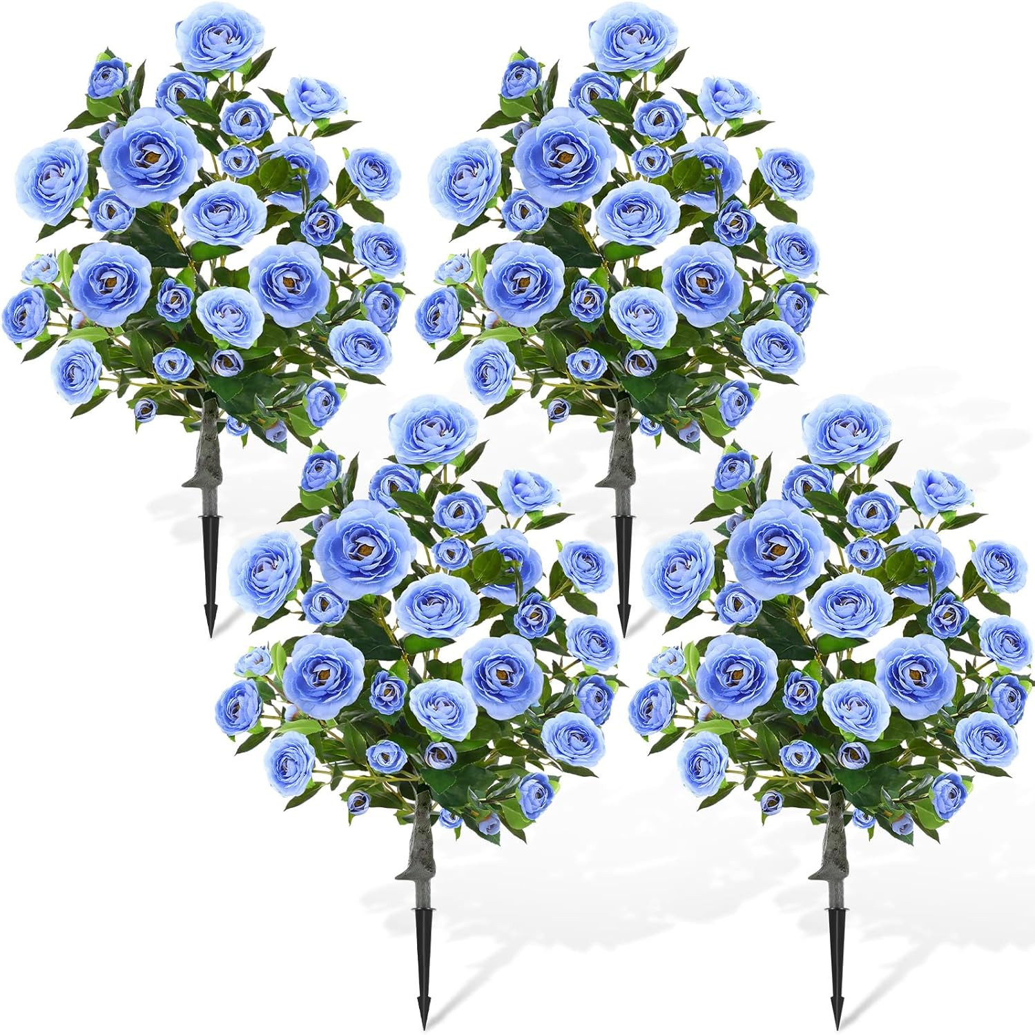 4 Pack 36″ UV Resistant Light Blue Artificial Camellia Flower Trees