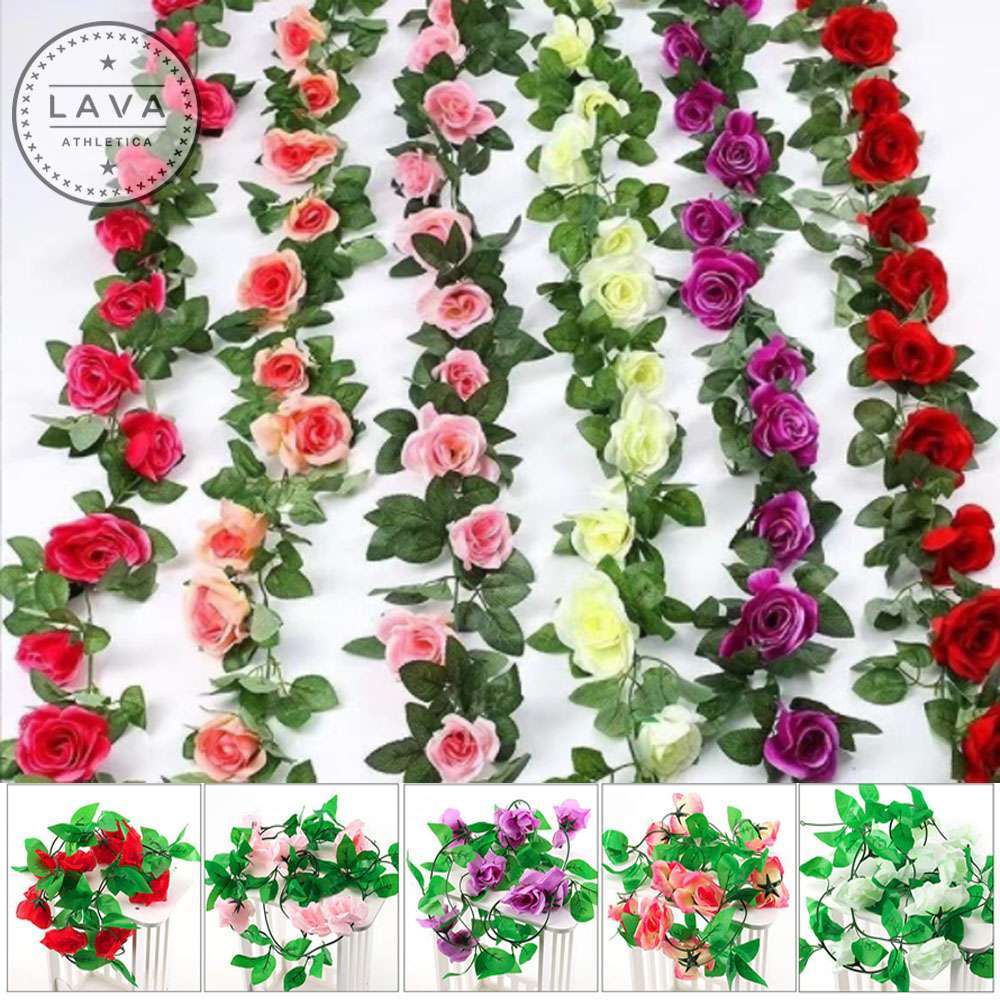 7.5Ft Artificial Flowers Silk Rose Flower Vine Ivy Hanging Wedding Garland Decor