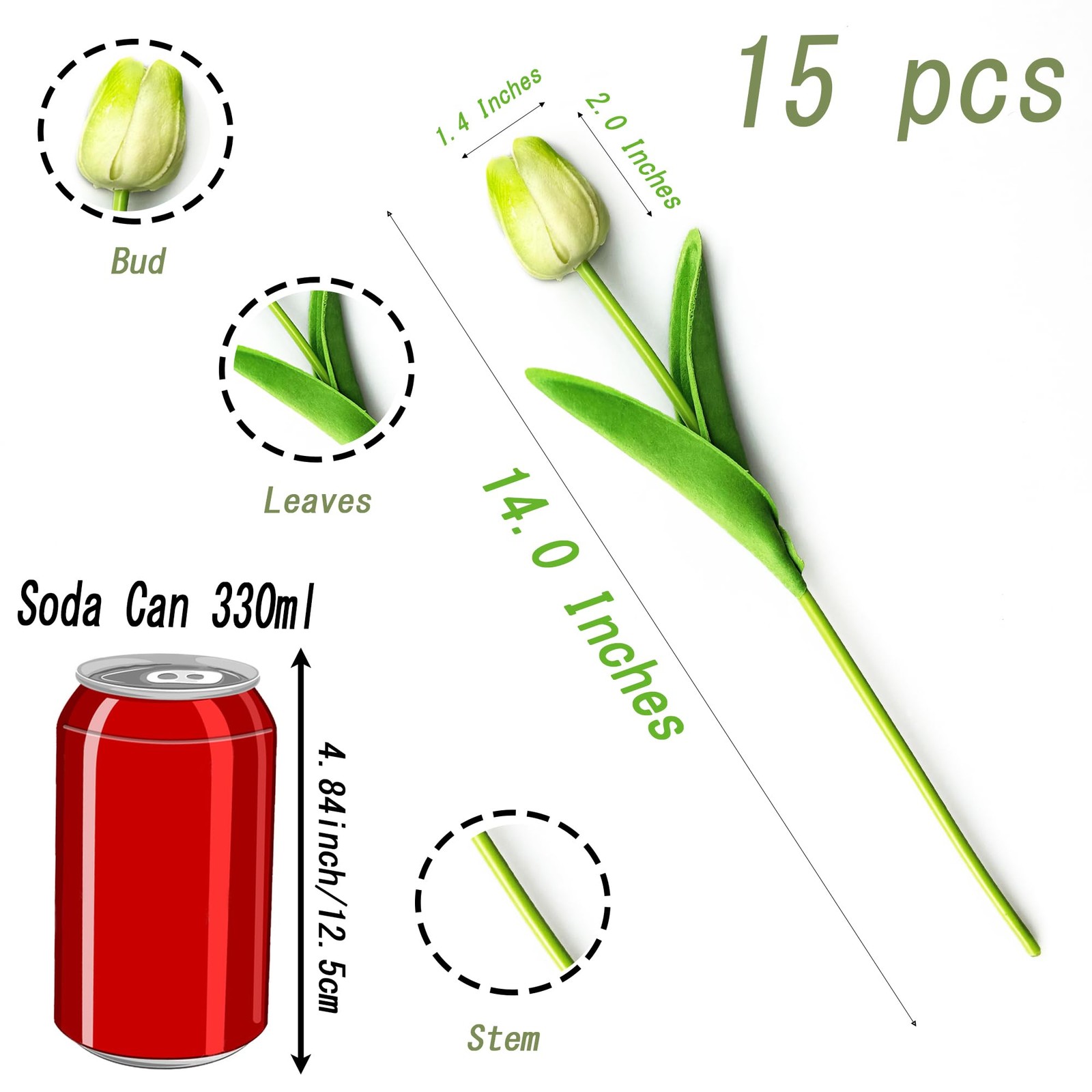 Fake Flowers Tulips Artificial Real Touch PU Spring Decor Colors 15 PCS