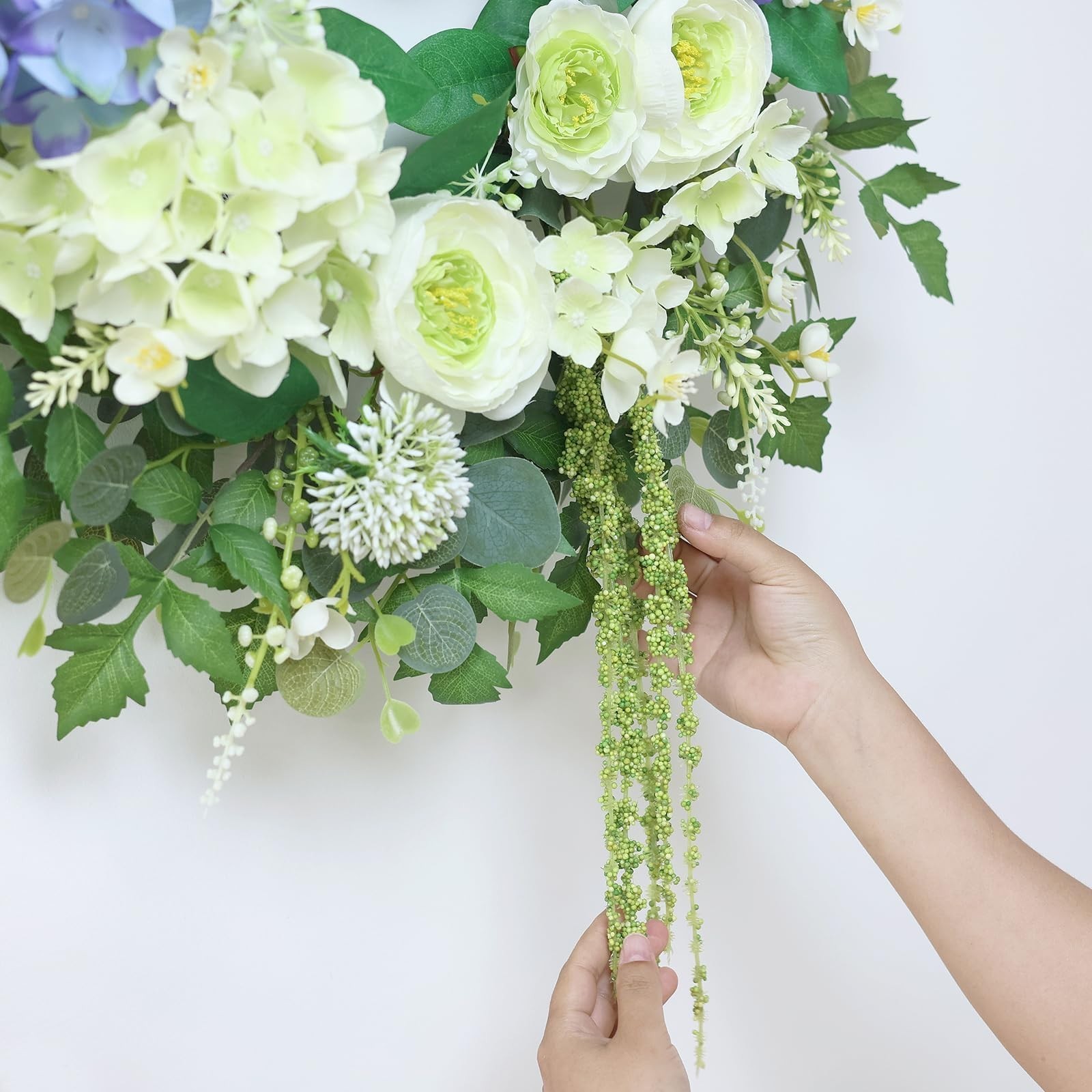 Large 26″ Hydrangea & Eucalyptus Wreath – Artificial Silk Flowers for Door, Porc