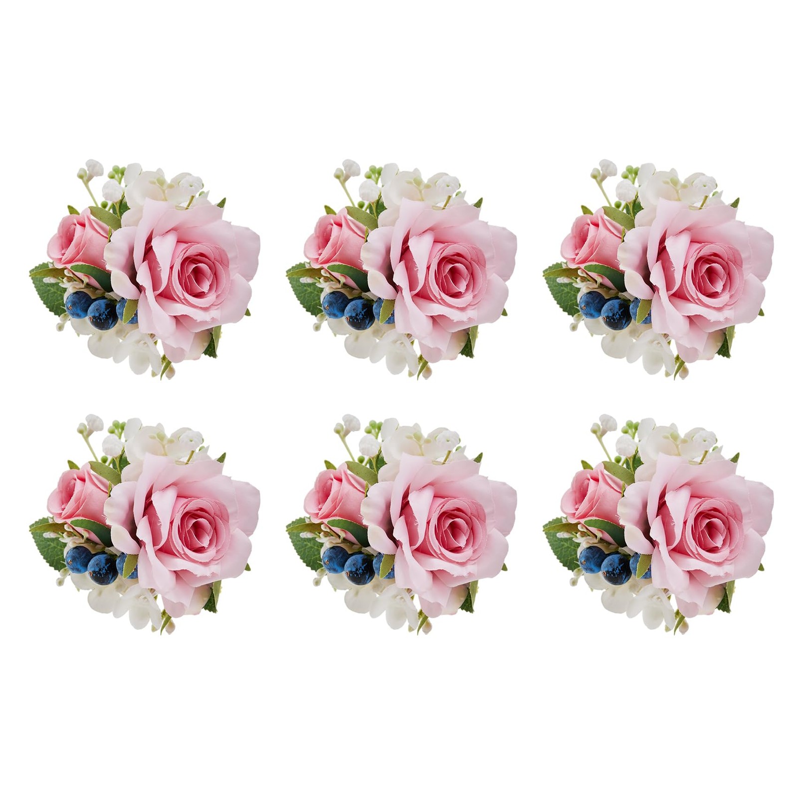 Pink Pocket Boutonniere Men Wedding Prom Corsages Flower Party 6 PCS