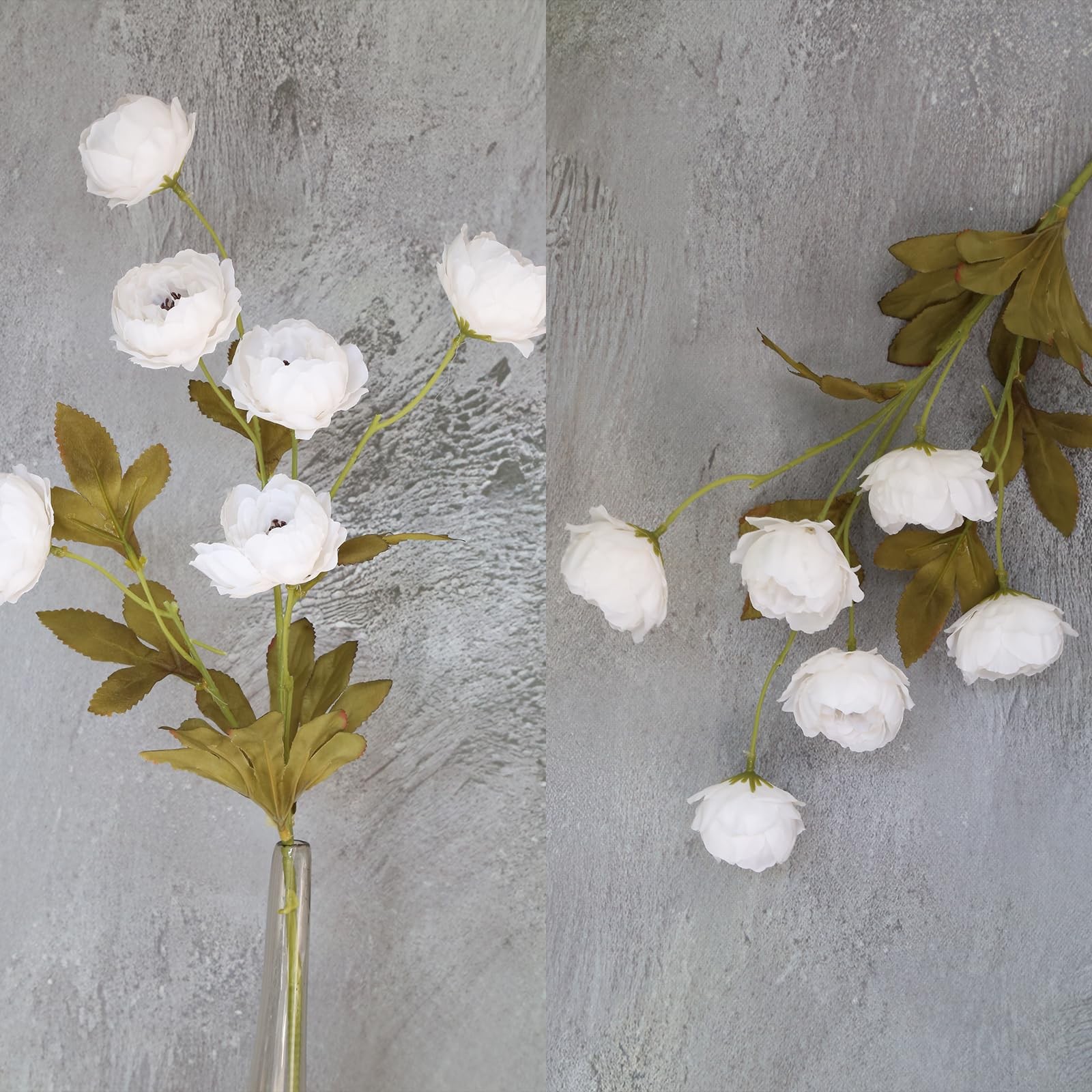 27″ Long Stems Artificial Peonies Flowers 5 Pcs 30 Head Vintage Peonies Branc…