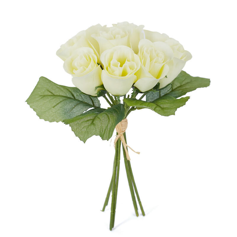 Set of 2 Cream Artificial Rose 9-1/2″ Floral Bundles