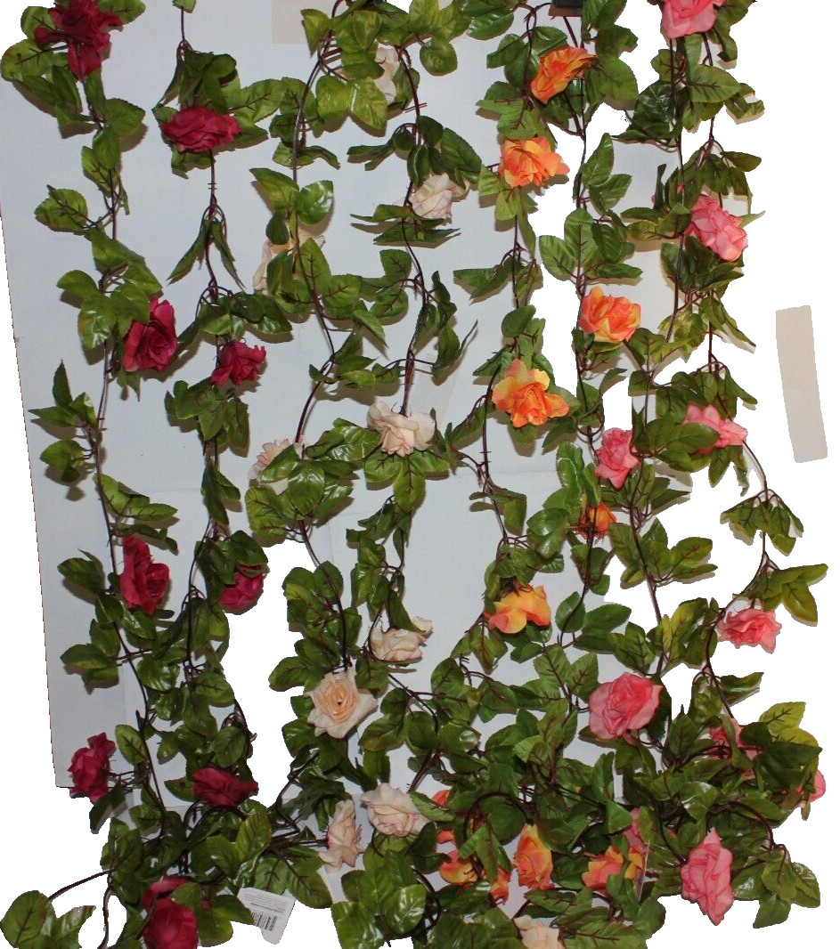 8 Feet Rose Garlands with green leaves, Pastel Colors Wedding Party Decor