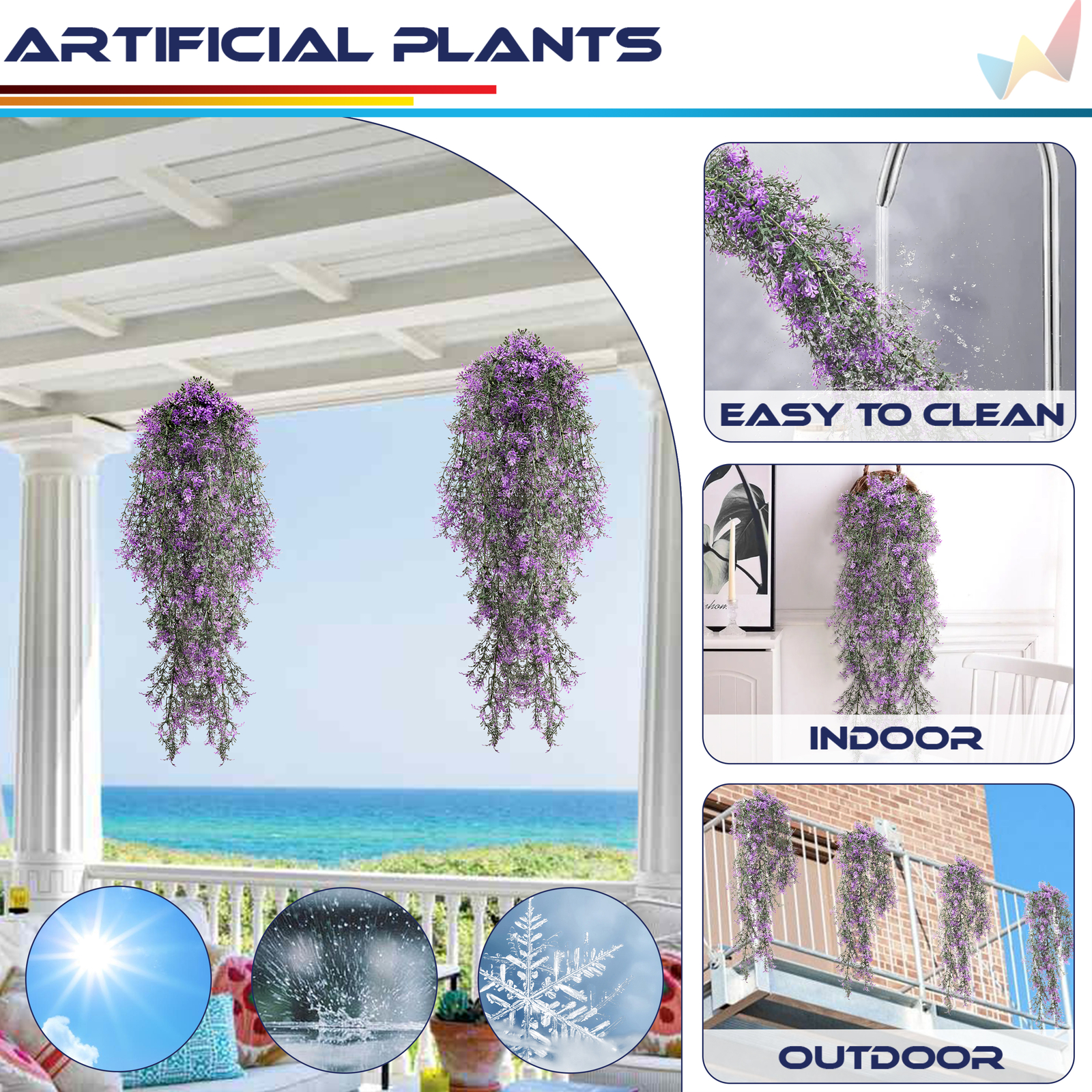 Artificial Flowers Fake Plant Branches Decor Hanging Outdoor Wedding Home Garden