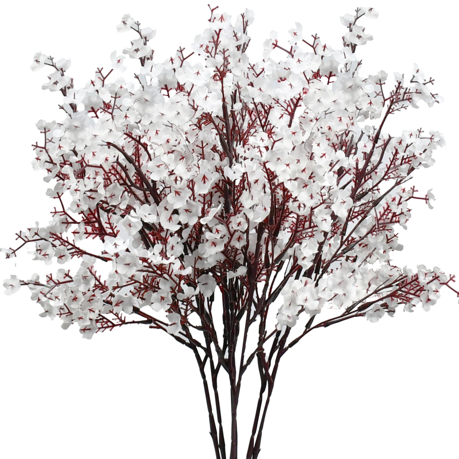 White Artificial Babys Breath Flowers 6 Bundles Silk Gypsophila 18.5 Inch