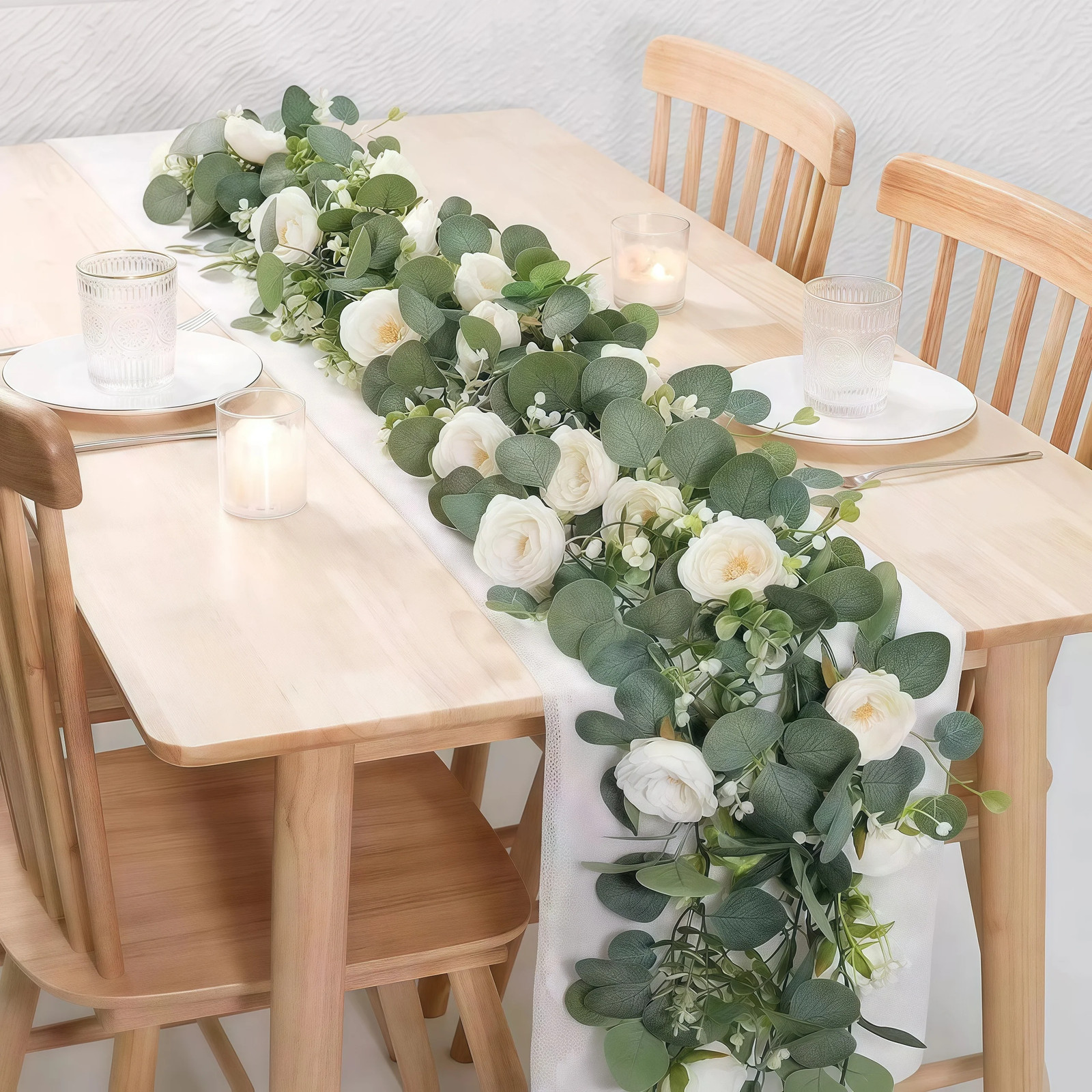1/2pcs 5.9ft Artificial Eucalyptus Vine Fake Roses Flowers Indoor Outdoor Decor