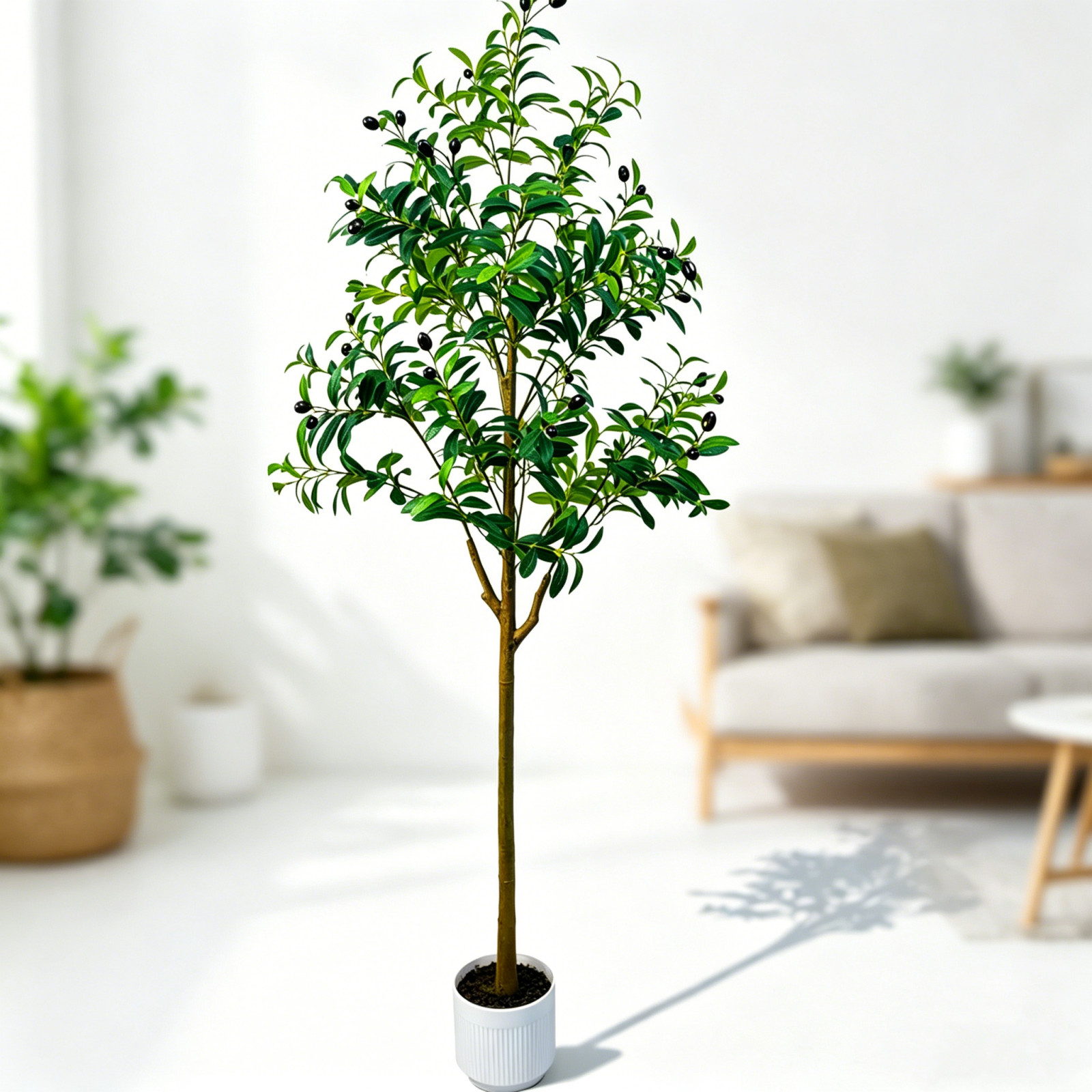 2Pcs 5Ft Artificial Olive Tree Realistic Adjustable Branches Planter Home Office