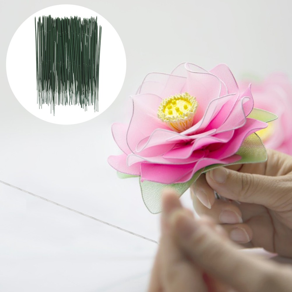 Flexible Green Floral Wire Stems 100Pcs for Crafting Artificial Flowers Home Use