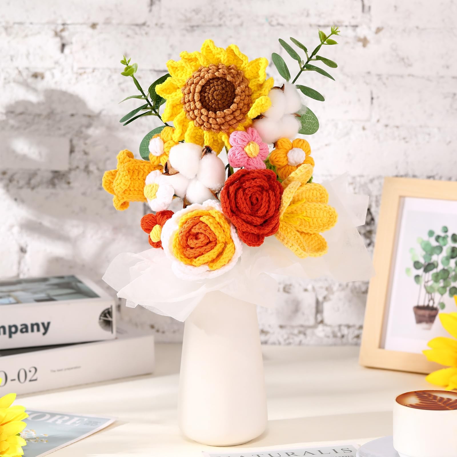 Mothers Day Crochet Flowers Bouquet Gift for Women Completed Handmade Knitted…