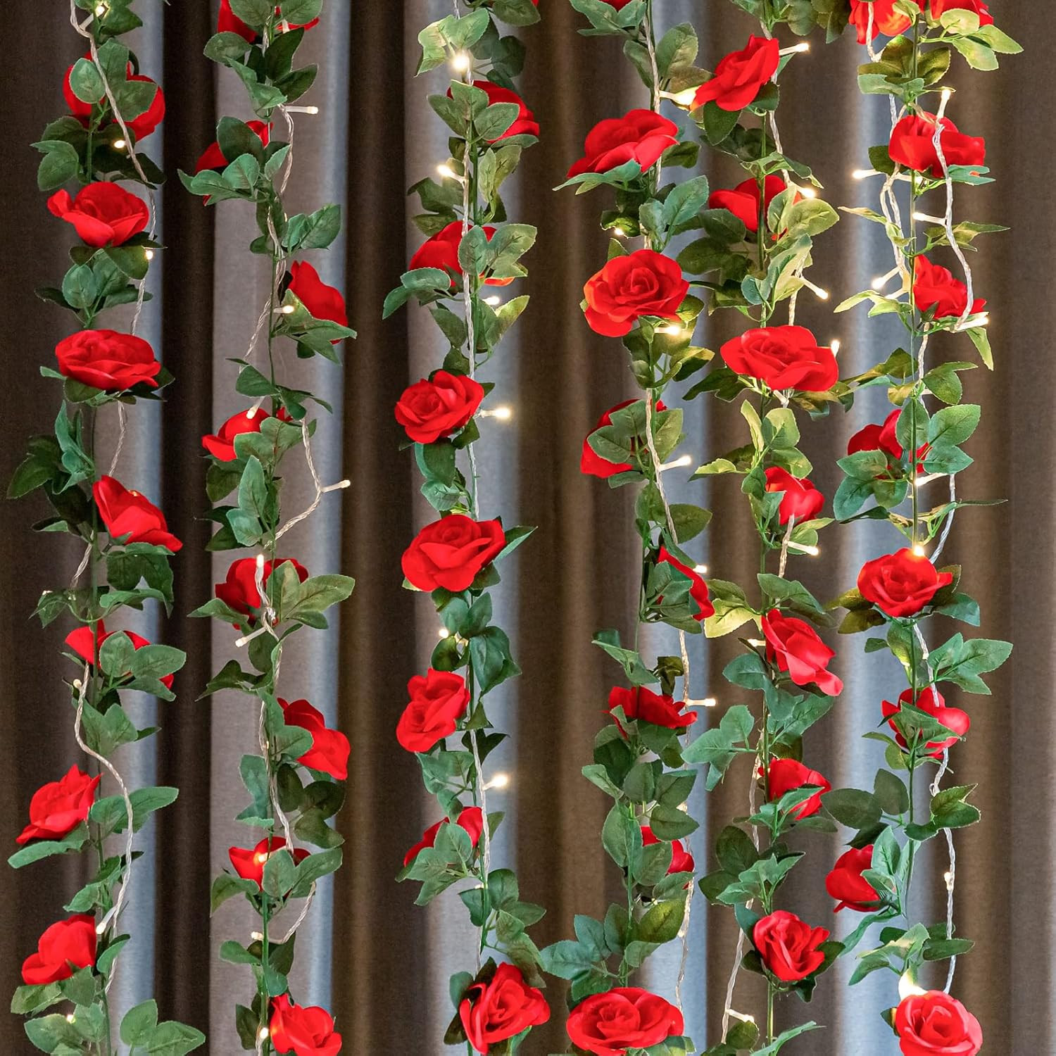 2 Pack (16FT) Artificial Rose Vine Fake Flowers Garland Hanging Silk Rose Ivy Pl