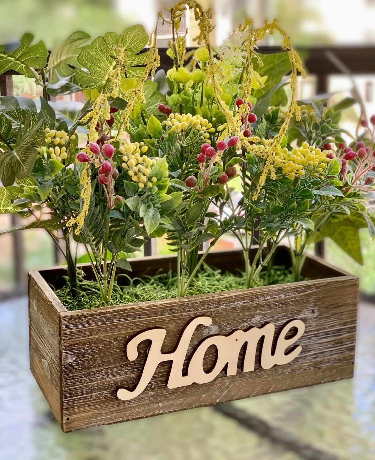 Wood Floral Arrangement Artificial Flowers for Garden & Home Decoration CP00069