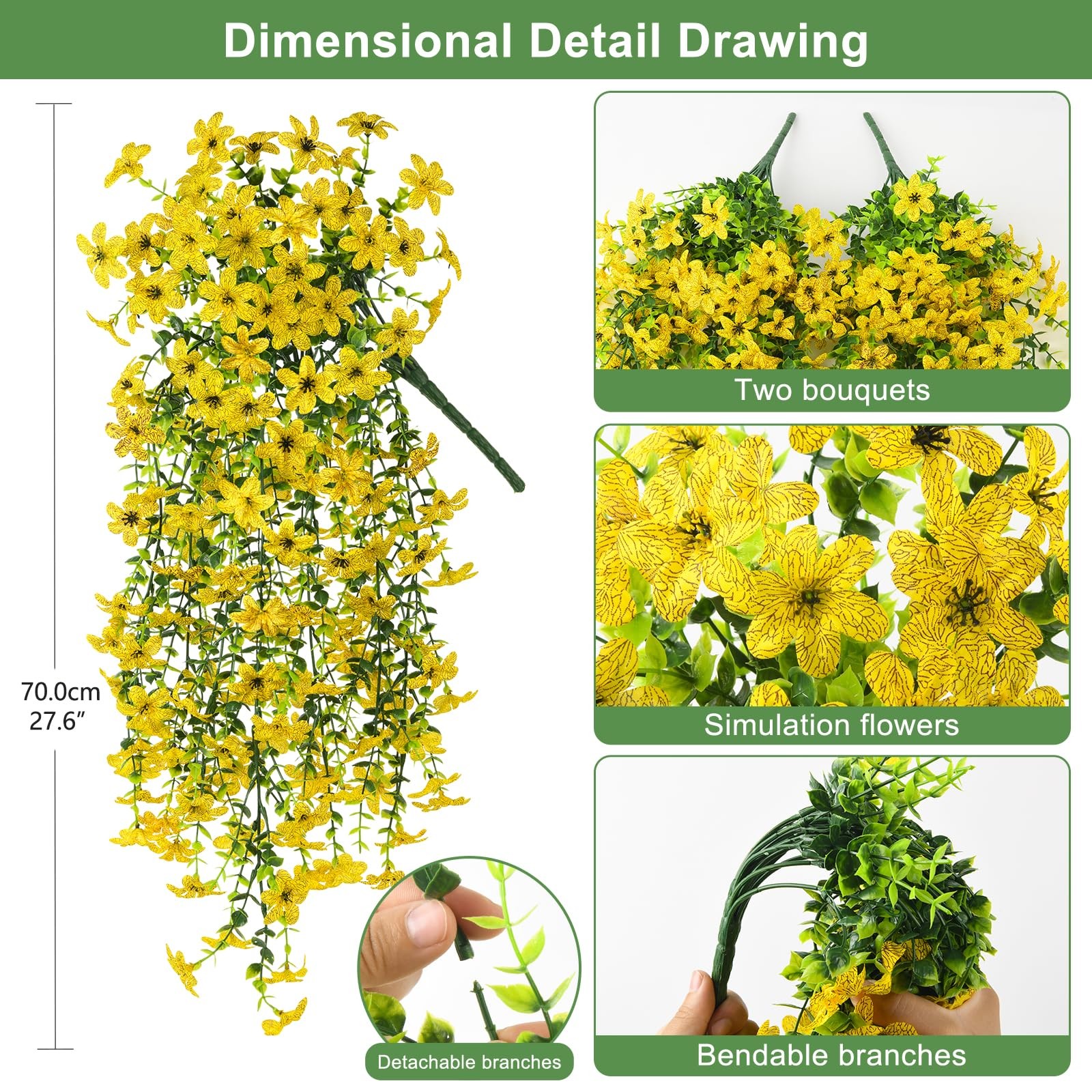 Artificial Fake Hanging Flowers Plants for Outdoor Spring Summer Decoration,2…
