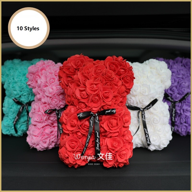 10″ Artificial Rose Teddy Bear Birthday Valentine’s Day Gift for Girlfriend Wife