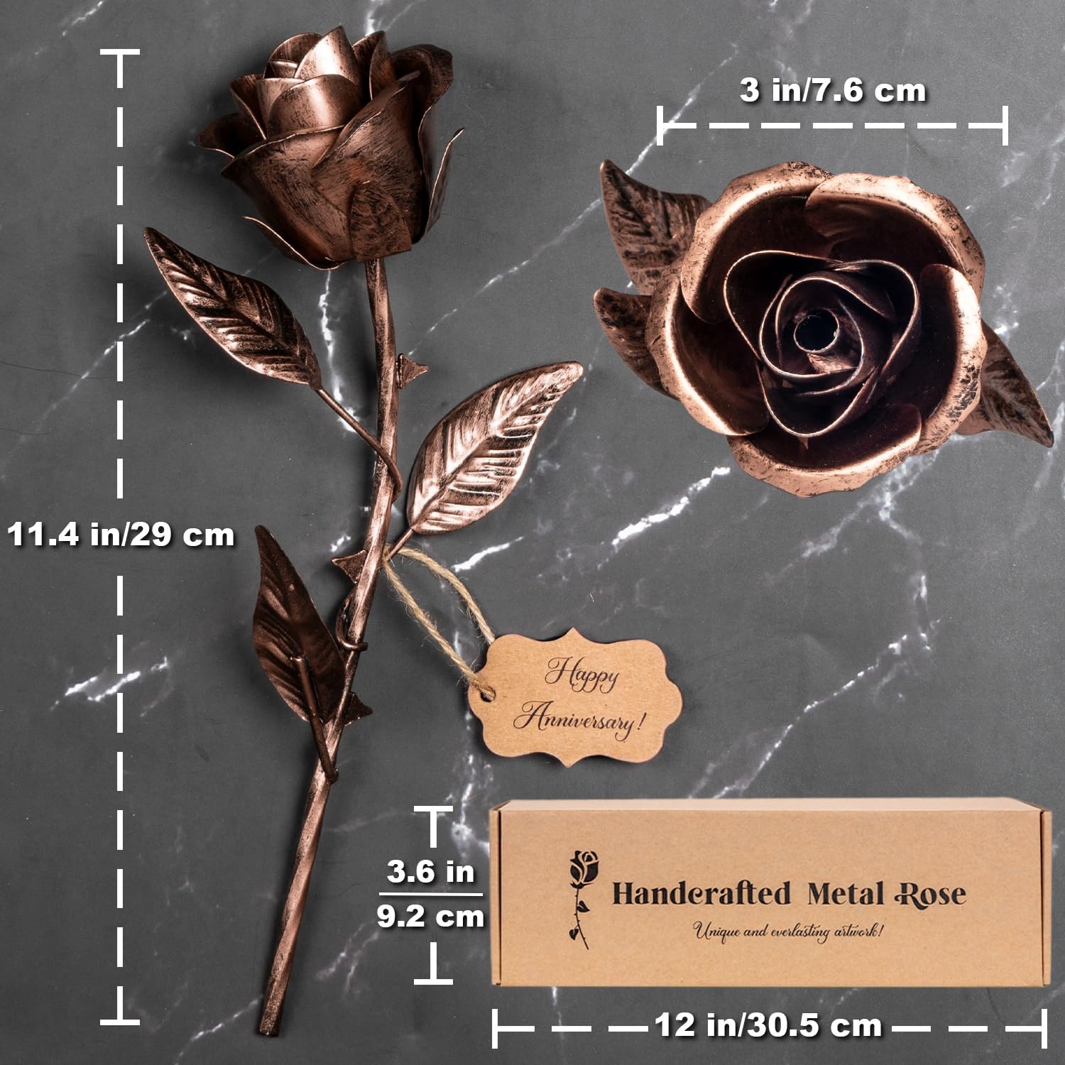 BESZONE 7 Year Anniversary Copper Gift for Her – Metal Rose Copper Gift for W…