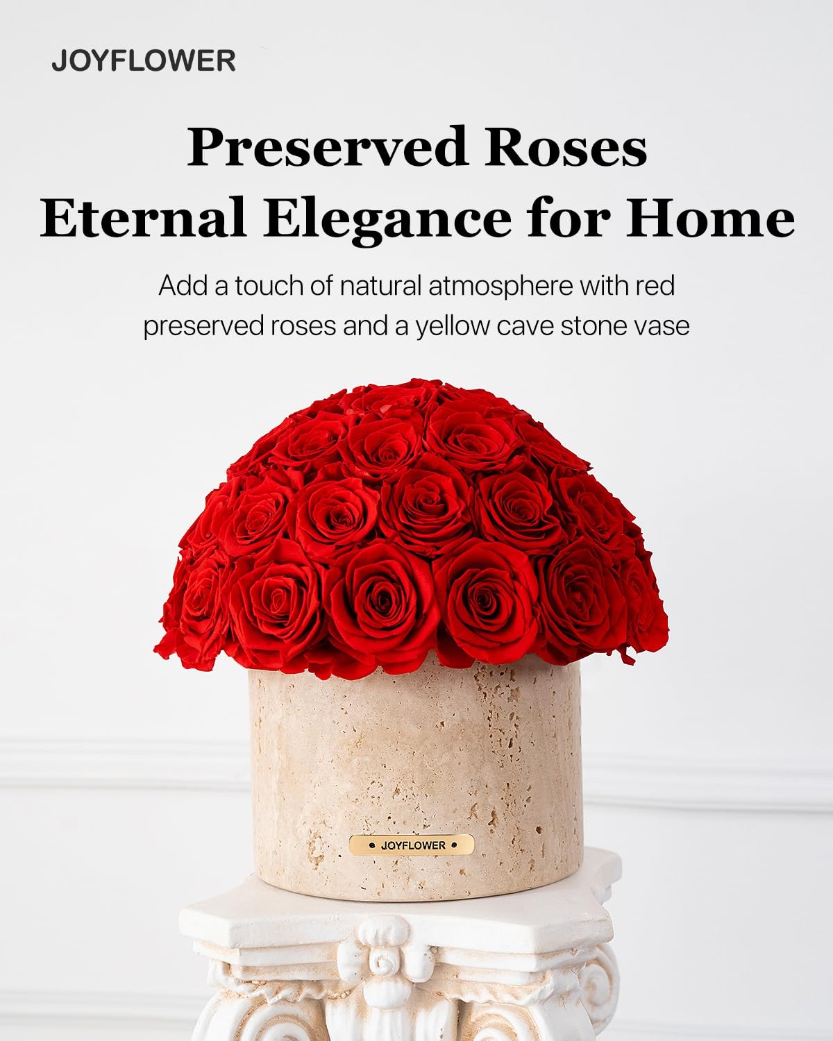 Preserved Flowers Vase, Yellow Cave Stone Flower Vases for Centerpieces, Eter…