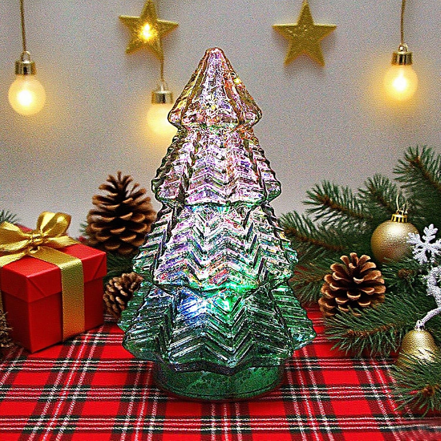 Christmas decor lamp,Mercury Glass Christmas Tree Lights,Lighted Swirling Col…