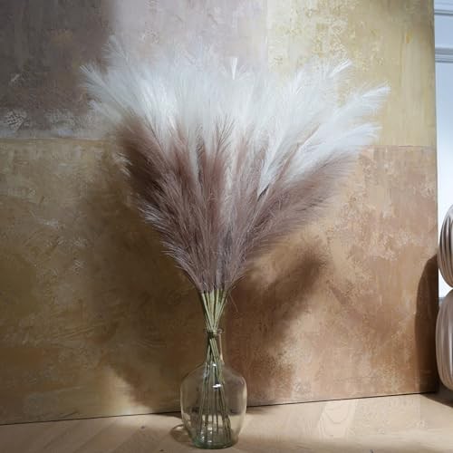 Faux Pampas Grass Tall, 9 PCS 43”/ 110 cm Large Fluffy Pampas Natural Beige