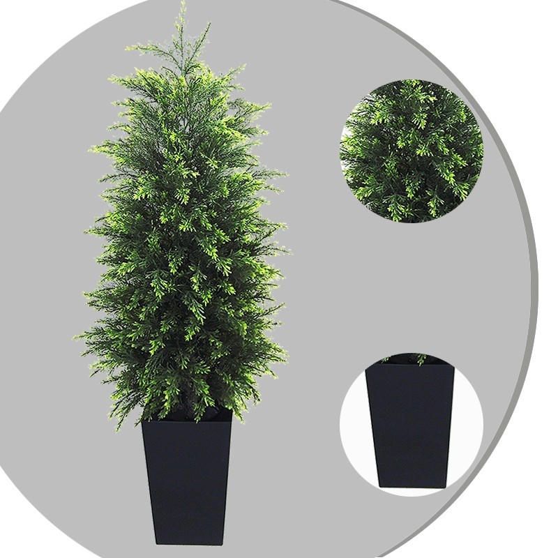 Realistic 120cm Faux Evergreen Cedar Tree inBlack Decorative Tall Pot Home Decor