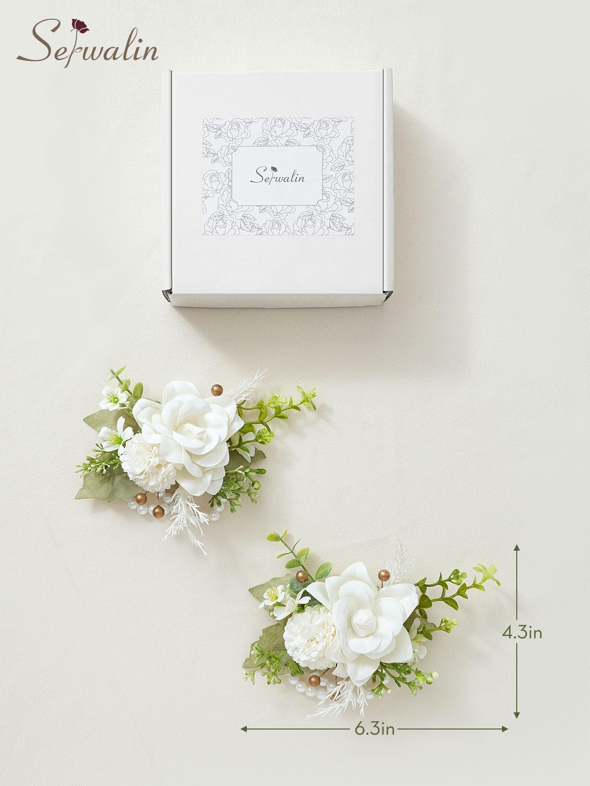 2 PCS Ivory White Wrist Corsage 67 Inch for Wedding Prom Ceremony Anniversary