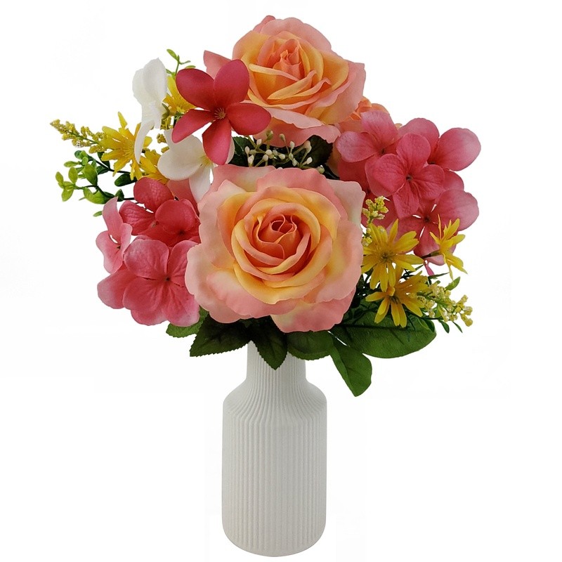 16 Inch Artificial Flower Bush Rose Hydrangea Indoor Decoration Events Home New
