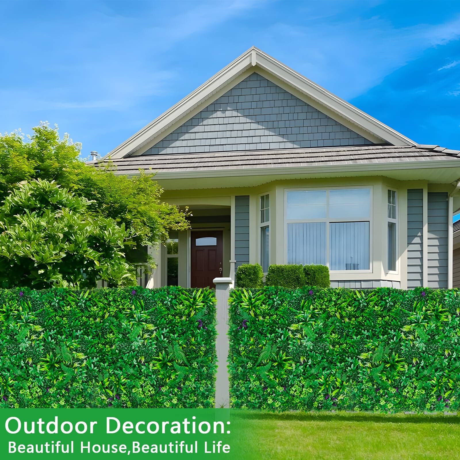 12pcs 20”x20” Grass Wall Panels, Artificial Hedge Panels Greenery Wall, UV …