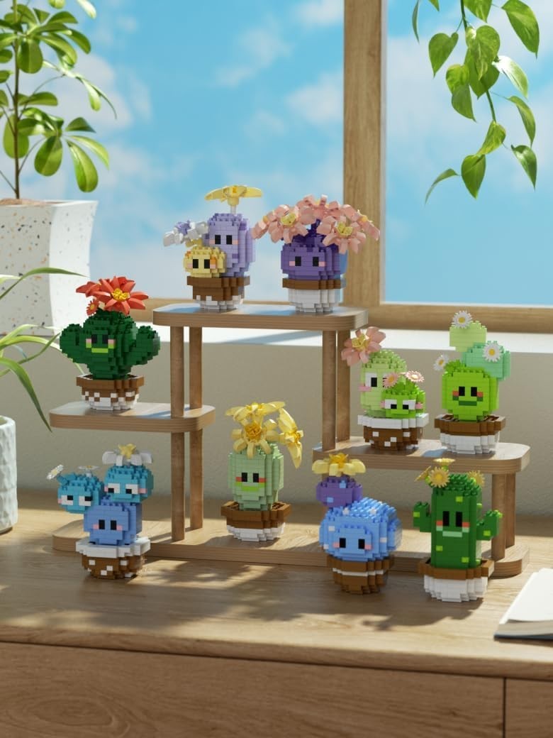 Single Cute Cactus Succulent Plant Bonsai Building Toy | Mini potted blocks p…